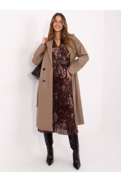 Dámske hnede šaty s podtlačeným vzorom kód produktu IT-SK-11389-2.12P (Farba Hnedá, Veľkosť ONE SIZE)