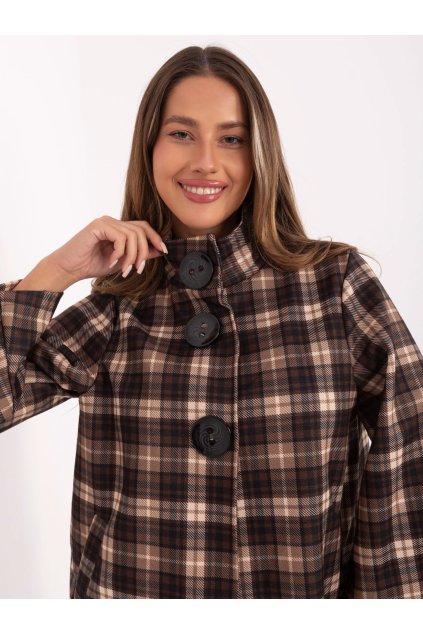 Dámsky kabát farba hnedá camel kód IT-PL-31820-1.26 : na temu obdobie Jeseň / zima (Farba Hnedá camel, Veľkosť ONE SIZE)