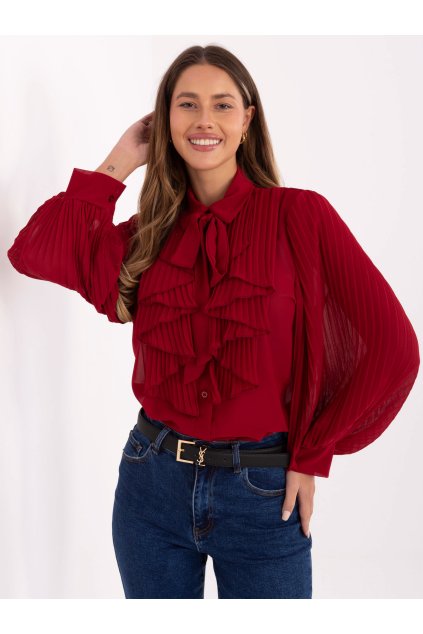 Dámske Košeľa farba Bordová kód MI-KS-A2818.09 (Farba Bordová, Veľkosť ONE SIZE)