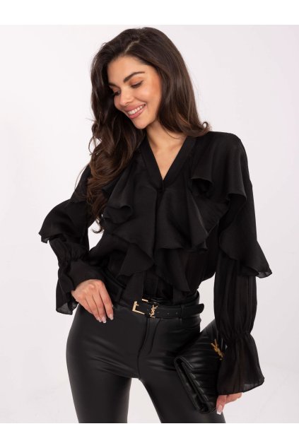 Dámska blúzka klasická čierna MI-BZ-27427.96 (Farba Čierna, Veľkosť ONE SIZE)