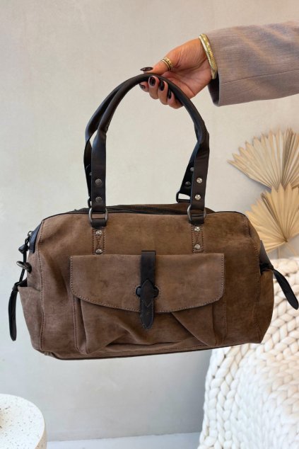 Kabelka z eco semišu tmavo béžové gressa / 6551 TAUPE (Veľkosť Uni)