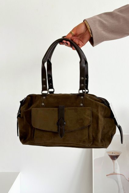 Kabelka z eco semišu khaki gressa / 6551 KHAKI (Veľkosť Uni)