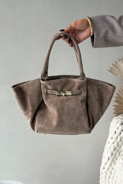 Kožená semišová kabelka béžové orselle / ZAZOO 6 TAUPE (Veľkosť Uni)