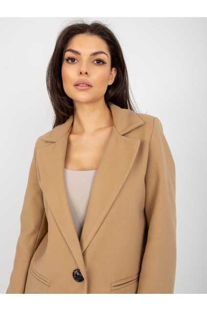 Dámsky kabát farba hnedá camel kód TW-PL-BI-23314.00P : na temu obdobie Jeseň / zima (Farba Hnedá camel, Veľkosť S)
