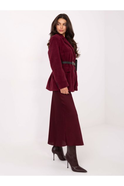 Dámsky kabát farba bordová kód IT-PL-FL7696.16 : na temu obdobie Jeseň / zima (Farba Bordová, Veľkosť ONE SIZE)
