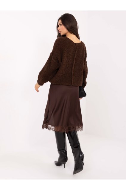 Dámsky sveter farba Tmavo-hnedá kód IT-SW-72806.75 (Farba Tmavo-hnedá, Veľkosť ONE SIZE)