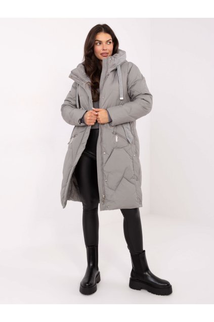 Dámsky kabát farba sivá kód MBM-PL-WJ25-170.98P : na temu obdobie Jeseň / zima (Farba Sivá, Veľkosť S)