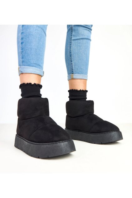 Čierne zateplené snehule na platforme Ribeiro C2022-1 BLACK 38 - GM (Veľkosť 38)