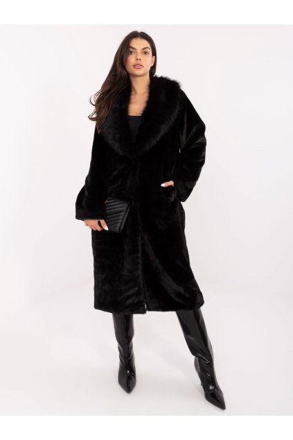 Dámsky kabát farba čierna kód IF-PL-G230121.98P : na temu obdobie Jeseň / zima (Farba Čierna, Veľkosť ONE SIZE)