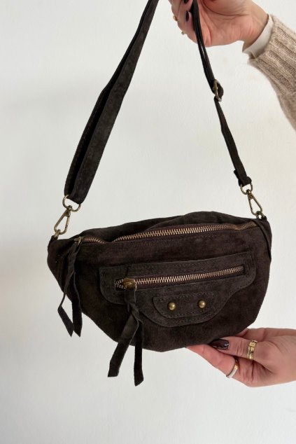 hnedé kožená taška na opasek romilly / LD002 MARRON (Veľkosť Uni)