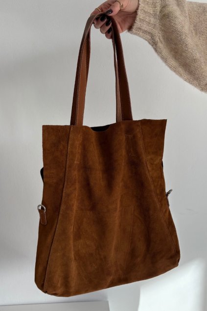 Semišová kabelka shopper camel miraya / LD072 CAMEL (Veľkosť Uni)