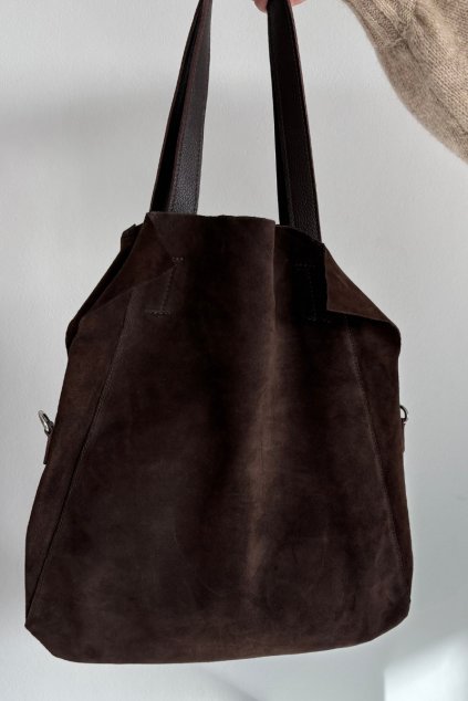 Semišová taška shopper čokoládová miraya / LD072 MARRON (Veľkosť Uni)