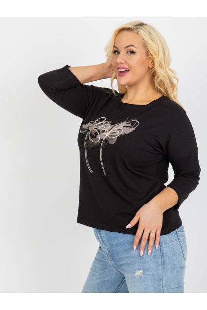 Dámska blúzka plus size čierna RV-BZ-8554.01P (Farba Čierna, Veľkosť ONE SIZE)