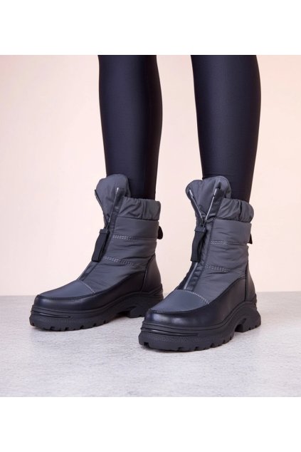 Sivé snehule na zips Hina Y3035 GREY 38 - GM (Veľkosť 39)