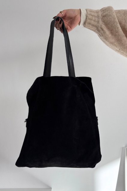 Semišová kabelka shopper čierne miraya / LD072 NOIR (Veľkosť Uni)