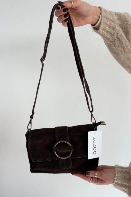 Kožená semišová malá taška čokoládová jessel / 202# COFFEE (Veľkosť Uni)