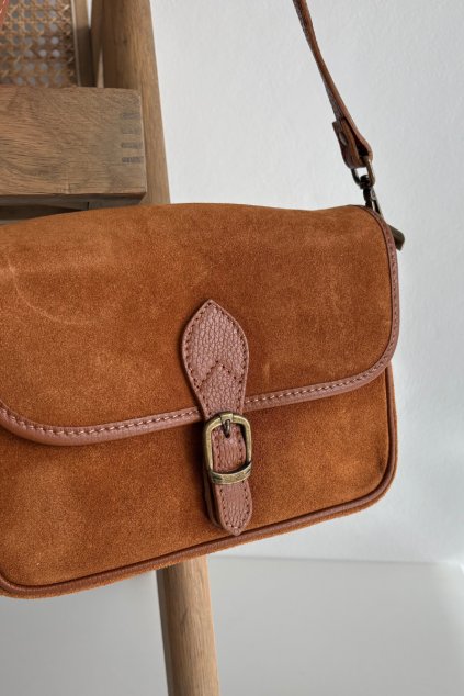 Kožená semišová kabelka přes rameno camel norla / 376# CAMEL (Veľkosť Uni)