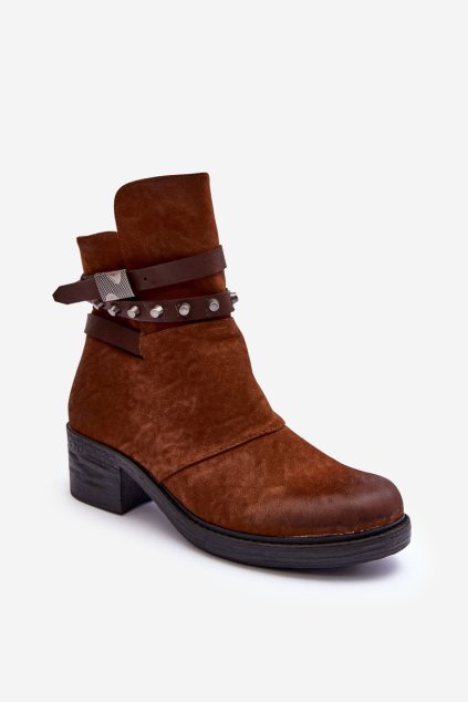 Ocieplané botky na podpätku camel effie / ST-69 CAMEL (Veľkosť 37)