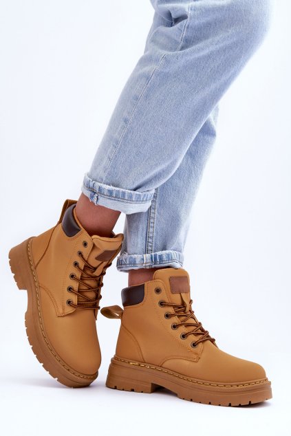 Dámske zimné botky hnedé corbin / EV-218 CAMEL (Veľkosť 37)