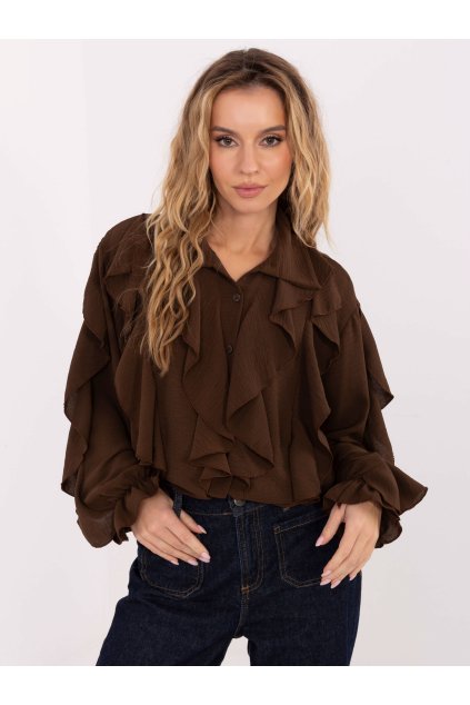 Dámske Košeľa farba Hnedá kód MI-KS-92506.52 (Farba Hnedá, Veľkosť ONE SIZE)