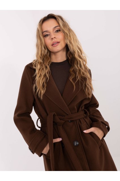 Dámsky kabát farba hnedá kód IT-PL-97035.08P : na temu obdobie Jeseň / zima (Farba Hnedá, Veľkosť ONE SIZE)