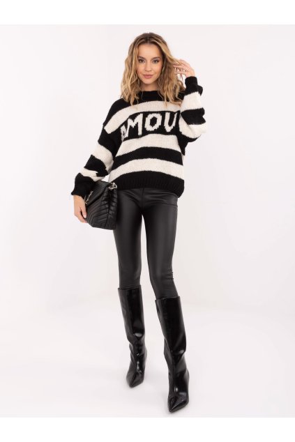 Dámsky sveter farba Čierna kód MI-SW-2710.96 (Farba Čierna, Veľkosť ONE SIZE)