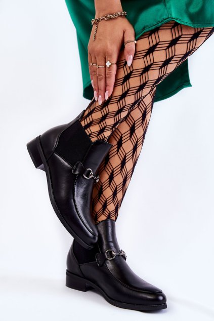 Kožené dámské ploché boty černé Elin (Veľkosť 38)