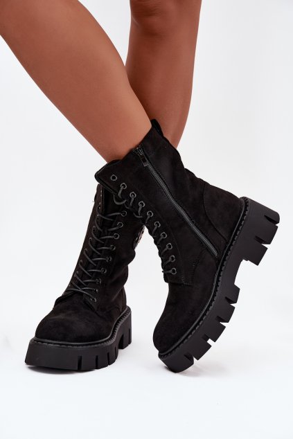 Zateplené workery dámské s ozdobou černé Melisse (Veľkosť 36)