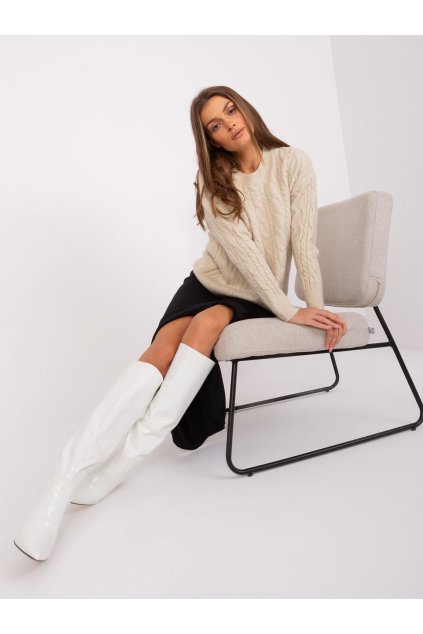 Dámsky sveter farba Béžová kód AT-SW-2335-1.68P (Farba Béžová, Veľkosť ONE SIZE)