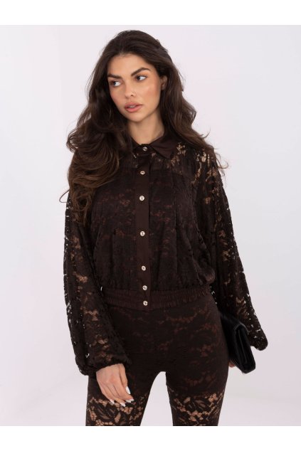 Dámske Košeľa farba Tmavo-hnedá kód MI-KS-C239.78 (Farba Tmavo-hnedá, Veľkosť ONE SIZE)