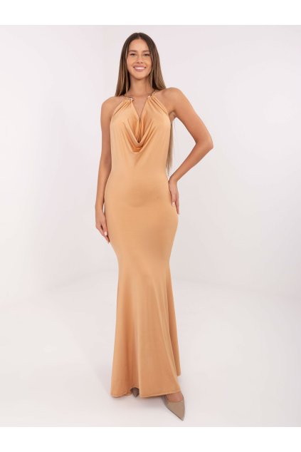 Dámske hnede camel šaty večerné kód produktu IT-SK-21859.01P (Farba Hnedá camel, Veľkosť ONE SIZE)