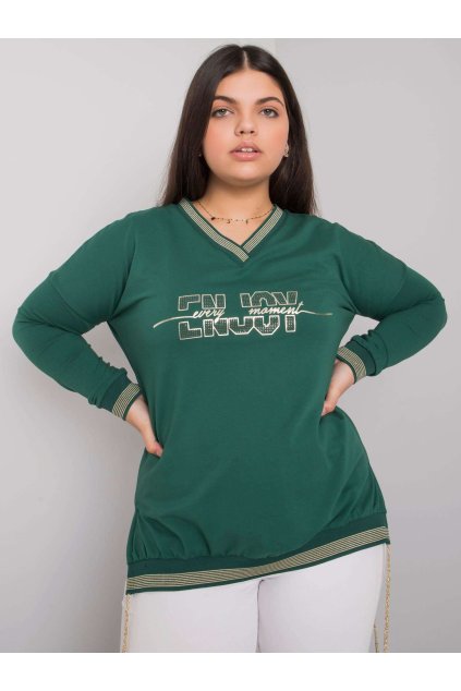 Dámska blúzka plus size tmavo-zelená RV-BZ-7157.87P (Farba Tmavá-khaki, Veľkosť ONE SIZE)