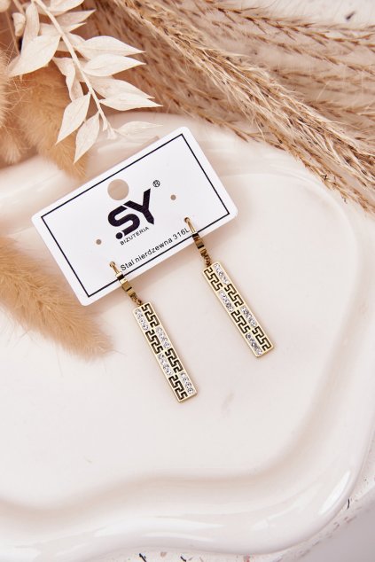 Visací náušnice se zirkony pozlacená ocel / KOL.40649 (Veľkosť Uni)