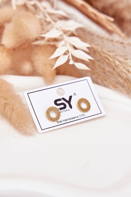 Zlaté náušnice kroužky ze nerezové oceli / KOL.40655 (Veľkosť Uni)