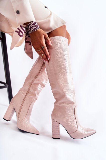 Módní členkové topánky na baru béžove constancy / X8062 BEIGE (Veľkosť 40)