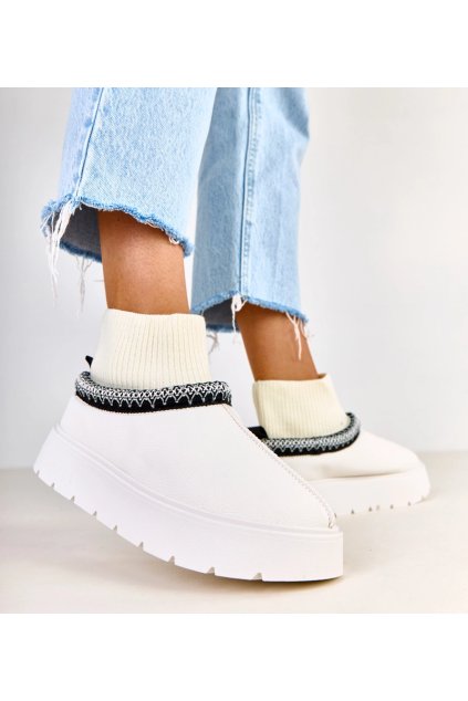 Biele snehule s ponožkovým zvrškom Melary C2069-2 WHITE 38 - GM (Veľkosť 39)