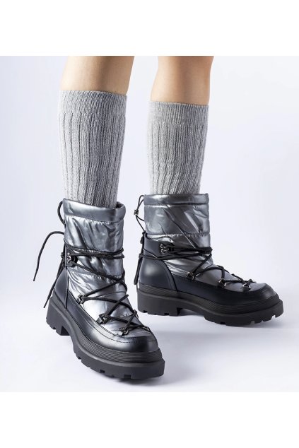 Čierno-šedé snehule so zatiahnutím Eagleville MP326-3 NE/GRIGIO 38 - GM (Veľkosť 37)