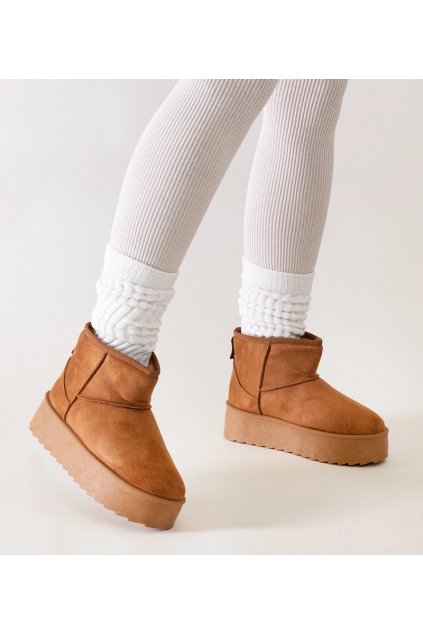 Hnedé casual snehule na vysokej platforme Thaisa SJ24017 CAMEL 38 - GM (Veľkosť 39)