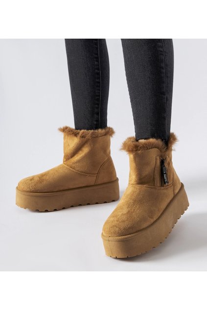 Hnedé snehule na platforme Points ABO-1057 CAMEL 38 - GM (Veľkosť 38)