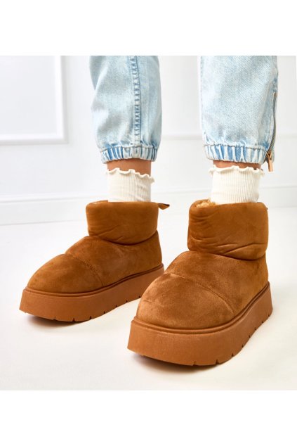 Hnedé zateplené snehule na platforme Ribeiro C2022-3 CAMEL 38 - GM (Veľkosť 38)