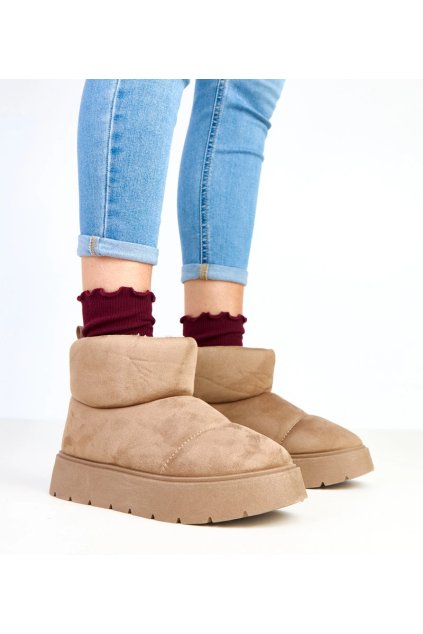 Tmavobéžové zateplené snehule na platforme Ribeiro C2022-5 KHAKI 38 - GM (Veľkosť 38)