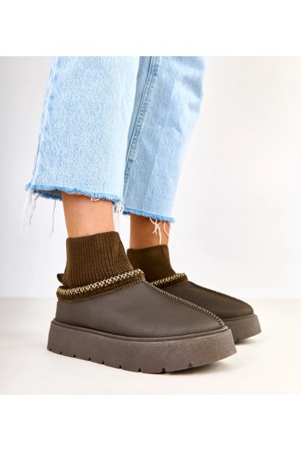 Zelené snehule s ponožkovým zvrškom Melary C2069-4 GREEN 38 - GM (Veľkosť 38)