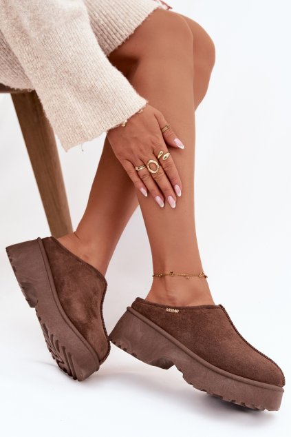 Dámske snehule nízke na platforme hnedé yrenna / HY881-2 COFFEE (Veľkosť 36)