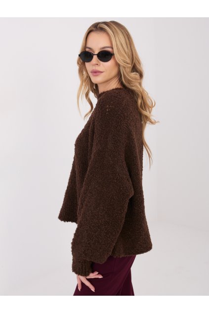 Dámsky sveter farba Tmavo-hnedá kód CH-SW-72610.62 (Farba Tmavo-hnedá, Veľkosť ONE SIZE)