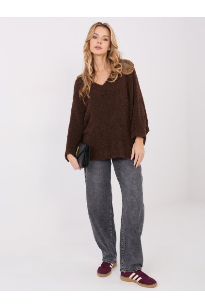Dámsky sveter farba Tmavo-hnedá kód CH-SW-72630.79 (Farba Tmavo-hnedá, Veľkosť ONE SIZE)