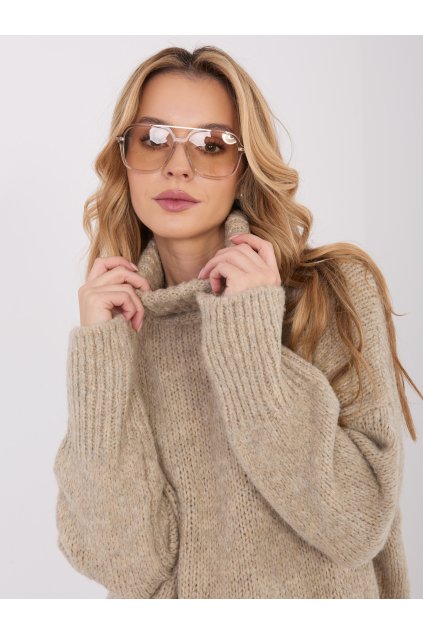 Dámsky sveter farba Béžová kód CH-SW-72989.68 (Farba Béžová, Veľkosť ONE SIZE)