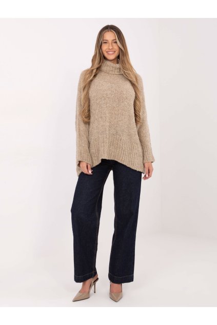 Dámsky sveter farba Béžová kód CH-SW-72993.25 (Farba Béžová, Veľkosť ONE SIZE)