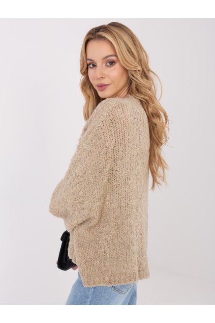 Dámsky sveter farba Béžová kód CH-SW-72996.26 (Farba Béžová, Veľkosť ONE SIZE)
