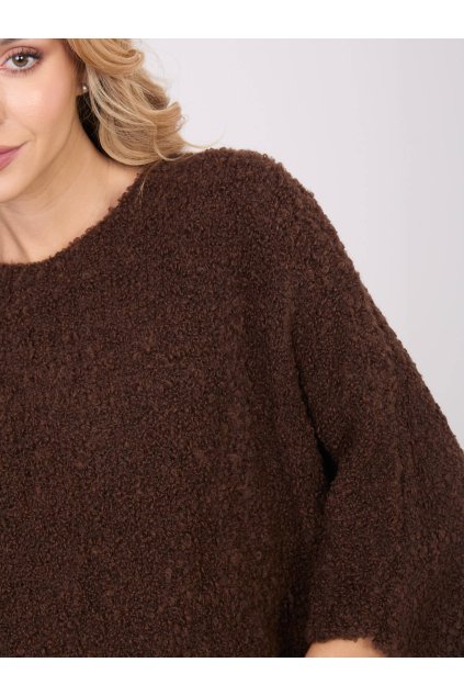 Dámsky sveter farba Tmavo-hnedá kód CH-SW-72996.26 (Farba Tmavo-hnedá, Veľkosť ONE SIZE)