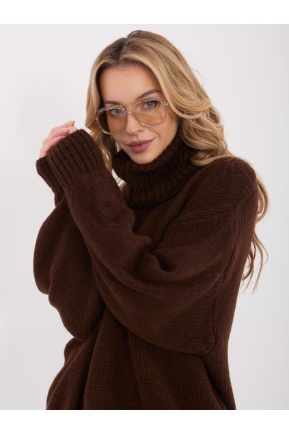 Dámsky sveter farba Tmavo-hnedá kód IN-SW-3176.26 (Farba Tmavo-hnedá, Veľkosť ONE SIZE)